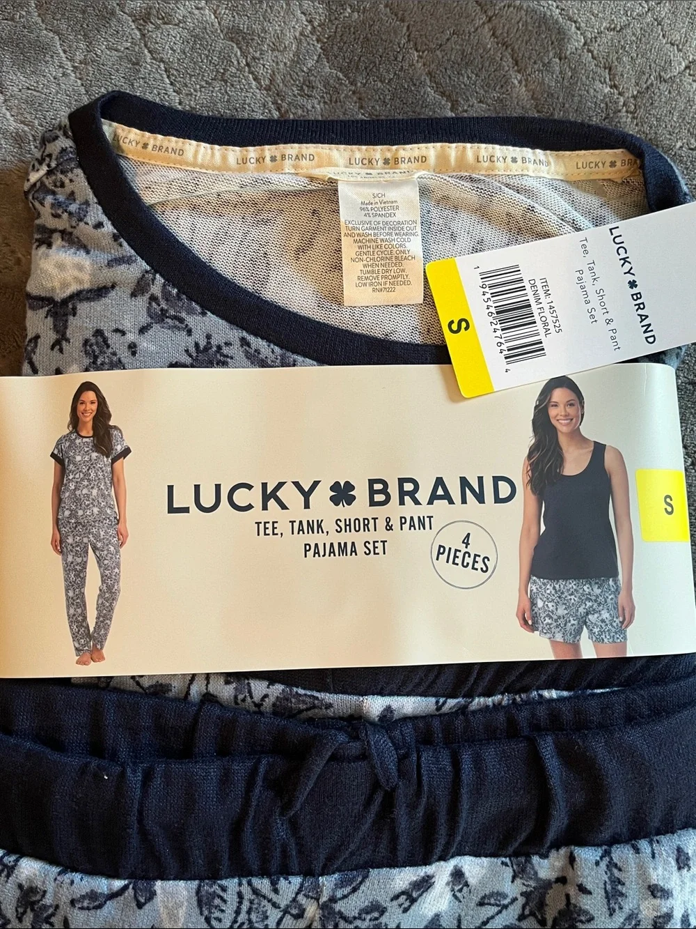 Lucky Brand Blue and Navy Floral‎ Pajama Set